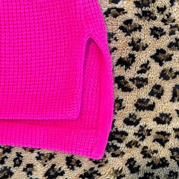 NWT Polo Ralph Lauren 100% Cashmere Sweater Waffle Knit Neon Pink Mink Large - Picture 4 of 5